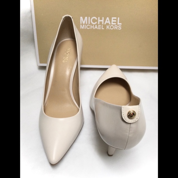 Michael Kors Flex Pump Heels Leather Vanilla Ivory - Picture 6 of 15
